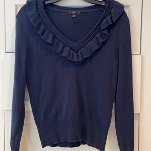 J.Crew cotton sweater with ruffle neckline